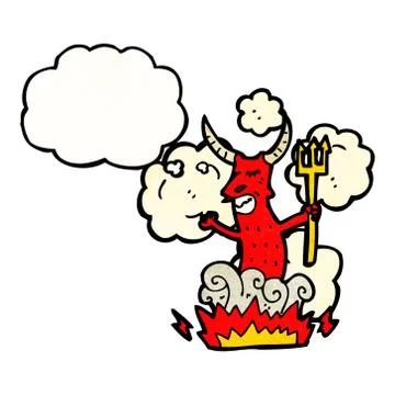 Cartoon devil with thought bubble 스톡 일러스트