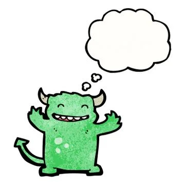 Cartoon devil with thought bubble Stock Illustration