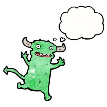 Cartoon devil with thought bubble 스톡 일러스트