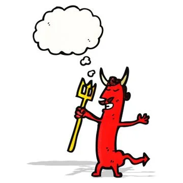 Cartoon devil with thought bubble Stockillustratie