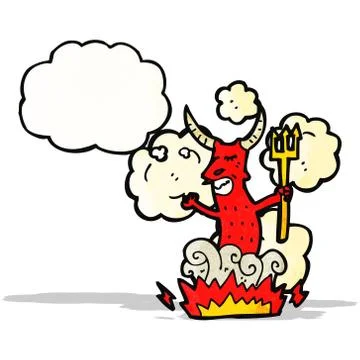 Cartoon devil with thought bubble Stock Illustration