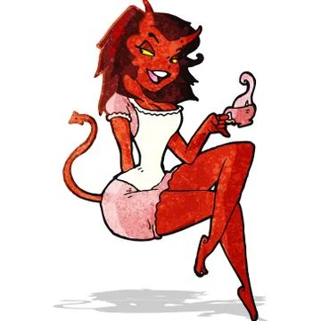 Cartoon devil woman 스톡 일러스트