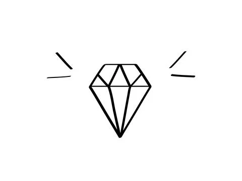 Cartoon diamond doodle icon. Vector sketch illustration on a white background 库存插图