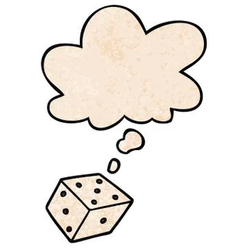 Cartoon dice and thought bubble in grunge texture pattern style 스톡 일러스트