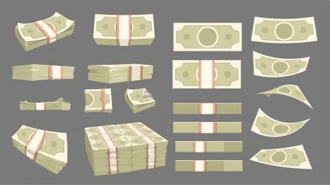 Cartoon different shape money set Stock Illustration