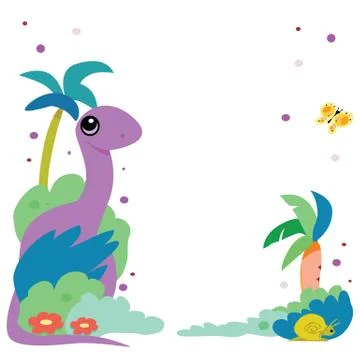 Cartoon dinosaur border Stock Illustration