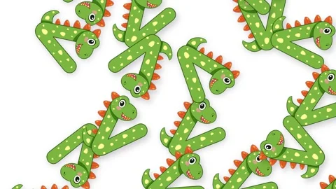 Cartoon Dinosaur Characters Falling Against a Plain White Background 스톡 동영상 343699155