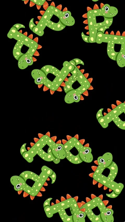 Cartoon Dinosaur Characters Falling Against a Solid Black Background Video stock 345037775