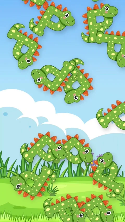 Cartoon Dinosaur Characters Falling Against a Sunny Blue Sky Background Video stock 345311162