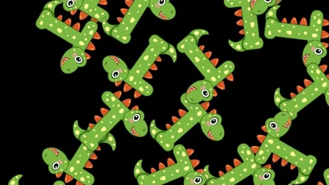 Cartoon Dinosaur Characters Falling Down Against a Black Background Video stock 346115983