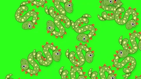 Cartoon Dinosaur Characters Falling Downward Against a Green Screen Background Stock Footage 345208848