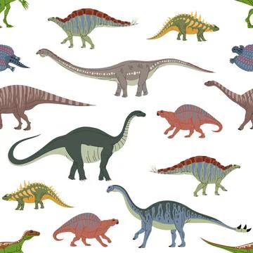 Cartoon dinosaur characters seamless pattern Stock Illustration