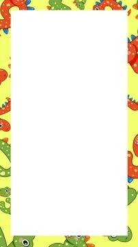 Cartoon Dinosaur Number Pattern Frame with Central White Copy Space Stock Illustration