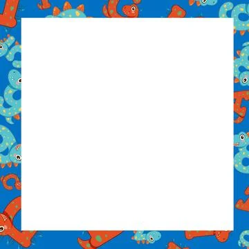 Cartoon Dinosaur Number Pattern Frame with Central White Copy Space Illustrazione stock