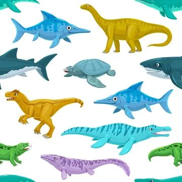Cartoon dinosaurs characters seamless pattern イラスト素材