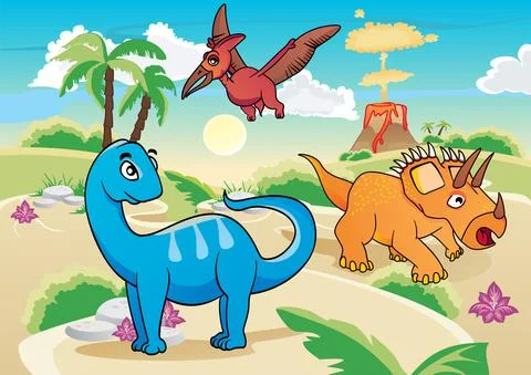 Cartoon dinosaurs Stock Illustration