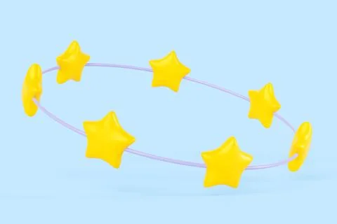 Cartoon dizzy stars 3d render icon. Concept of vertigo, head pain or confusion Ilustración de archivo