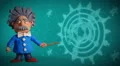 Cartoon doctor showing something. CG back HD Footage