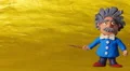 Cartoon doctor showing something. Gold back HD Footage