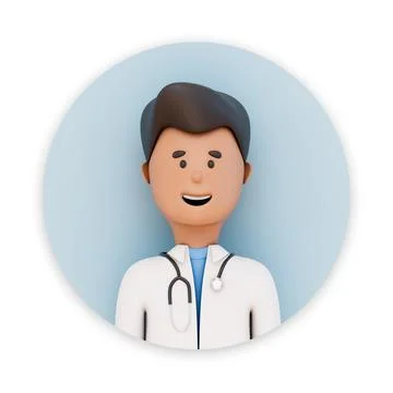 Cartoon doctor with a stethoscope points to an empty blackboard - 3d render Stock Illustration