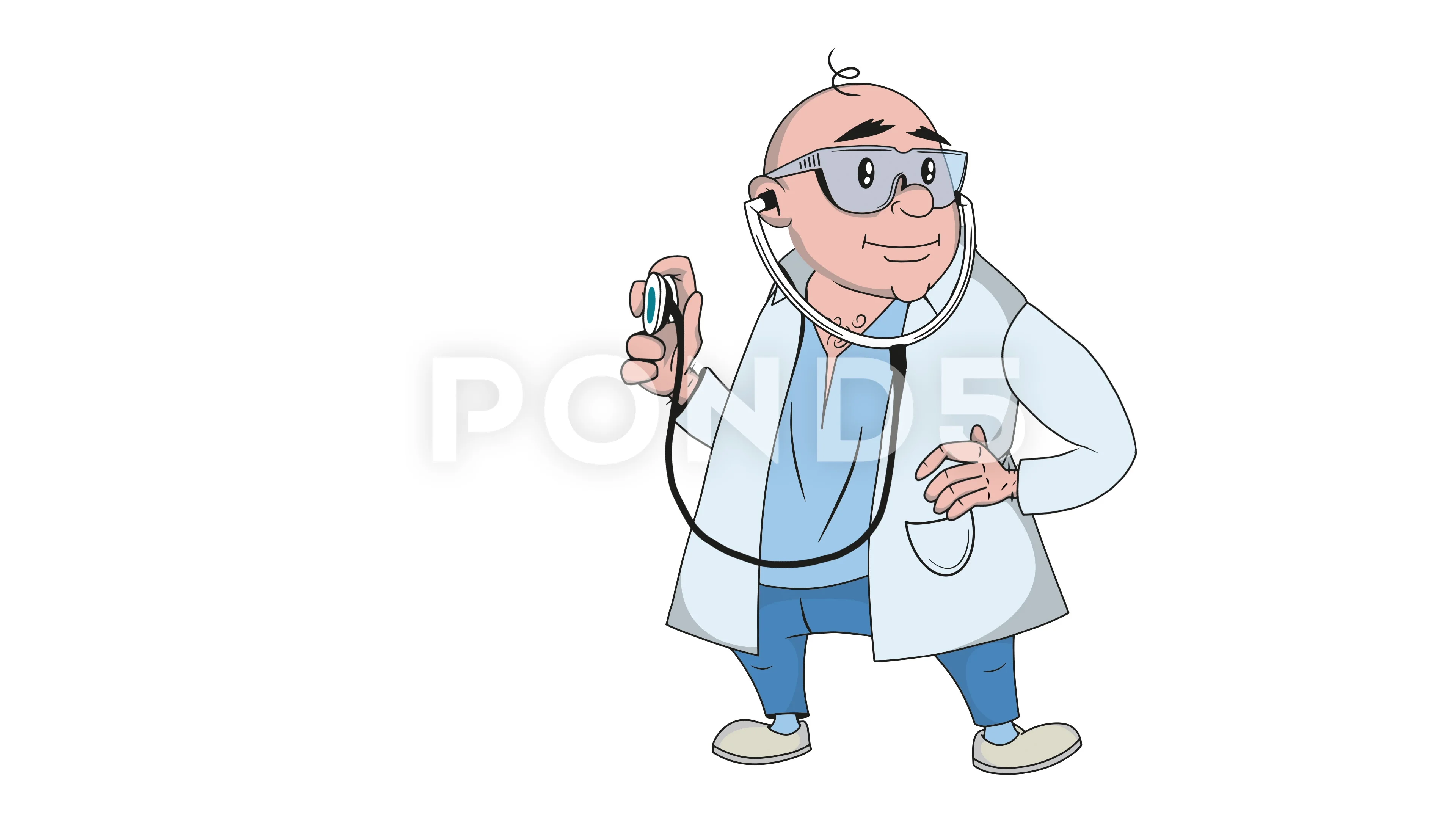 Cartoon doctor with stethoscope on white... | Stock Video | Pond5