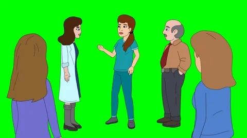 Cartoon Doctors Argument and Discussion Scene on Green Screen Background Stock Footage 334921797