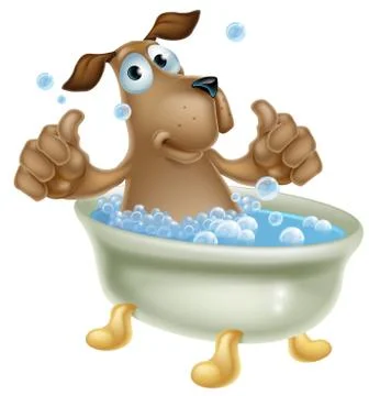 Cartoon dog in bubble bath 스톡 일러스트