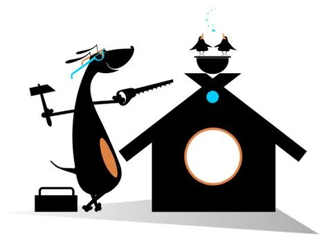 Cartoon dog a builder isolated Stock Illustration