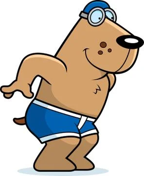 Cartoon Dog Diving Stock Illustration