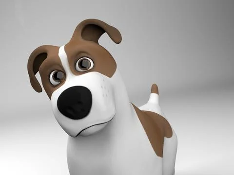 Cartoon dog look 3d render isolated on white background. Stock Illustration