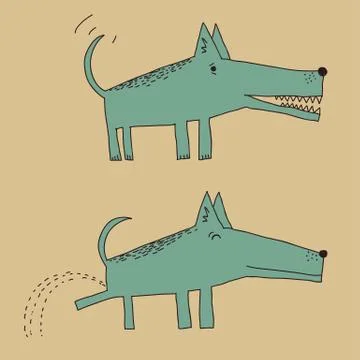 Cartoon dog peeing Stock Illustration