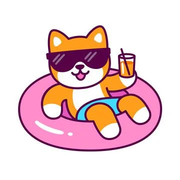 Cartoon dog pool float vacation Stock Illustration