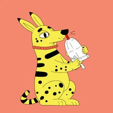 Cartoon Dog with Scroll Illustration