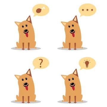 Cartoon dogs with speech bubbles flat illustration Stock Illustration