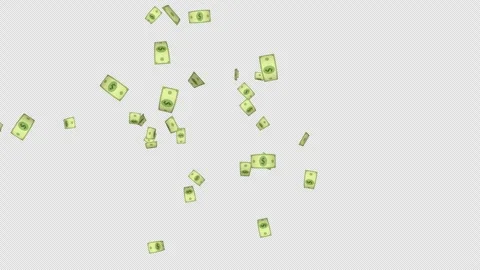 Cartoon Dollar Banknotes Explosion Transition Animation on Alpha Channel, Loop Video stock 297896232