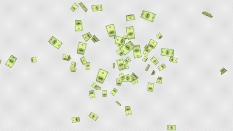 Cartoon Dollar Banknotes Explosion Transition Animation on Alpha Channel, Loop 库存影片 297896514