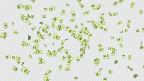 Cartoon Dollar Banknotes Explosion Transition Animation on Alpha Channel, Loop Stockbeeldmateriaal 297897036