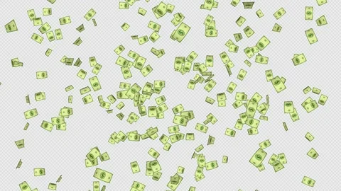 Cartoon Dollar Banknotes Explosion Transition Animation on Alpha Channel, Loop 库存影片 297897896