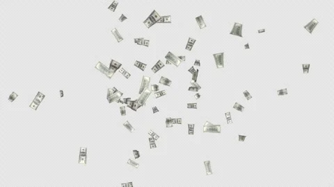 Cartoon Dollar Banknotes Explosion Transition Animation on Alpha Channel, Loop 库存影片 304916304