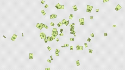 Cartoon Dollar Banknotes Explosion Transition Animation on Alpha Channel, Loop 库存影片 311028975