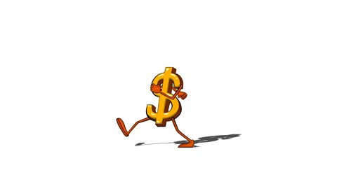 The cartoon dollar walks to the right side. Stock Footage 90040951