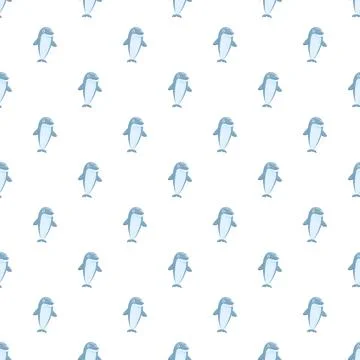 Cartoon dolphin seamless pattern creating ocean background Stock Illustration