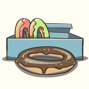 Cartoon donuts set in a box Stock Illustration