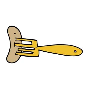 Cartoon doodle banger on fork Stock Illustration