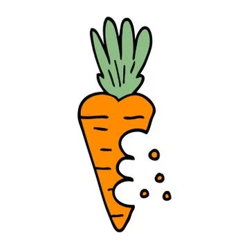 Cartoon doodle carrot with bite marks Illustrazione stock