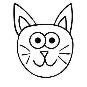 Cartoon doodle cat's muzzle isolated on white  Stock Illustration