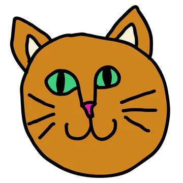 Cartoon doodle cat's muzzle isolated on white  Stock Illustration