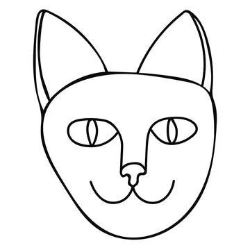 Cartoon doodle cat's muzzle isolated on white  Stock Illustration
