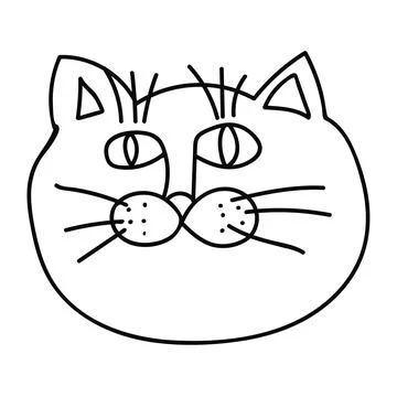 Cartoon doodle cat's muzzle isolated on white  Stock Illustration