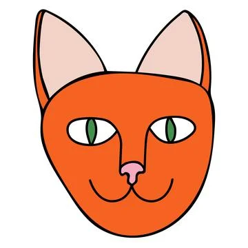 Cartoon doodle cat's muzzle isolated on white  Stock Illustration